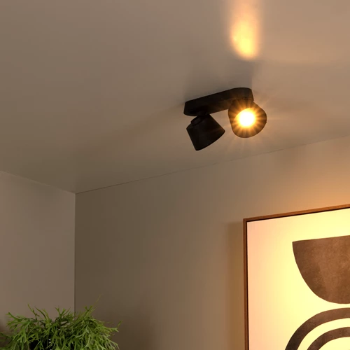 Lucide TRIGONO - Ceiling spotlight - 2xGU10 - Black - atmosphere 1